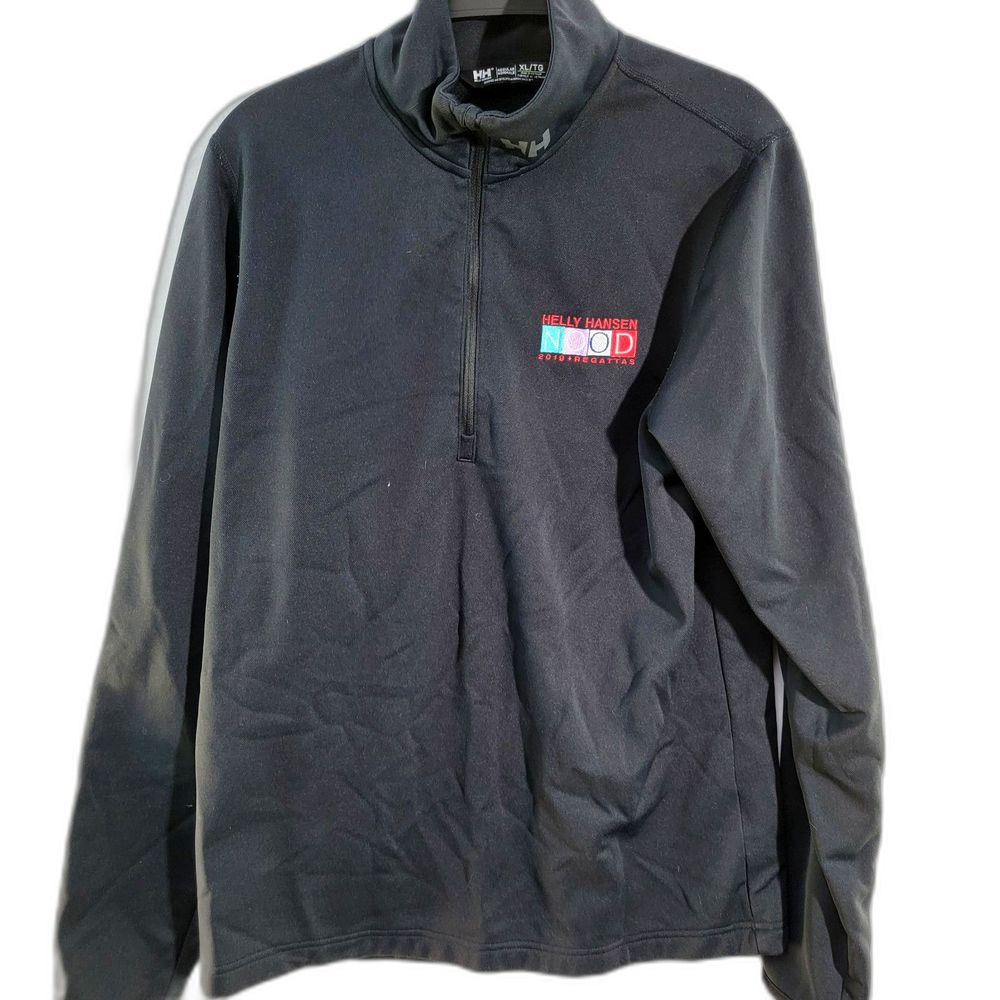 Helly Hansen Black Embroidered Print Front Regular Half Zip Sweater Mens XL